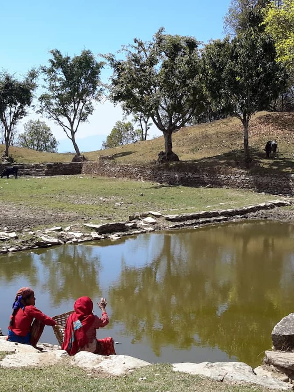 Traditional retention pond pokhari in Nepal